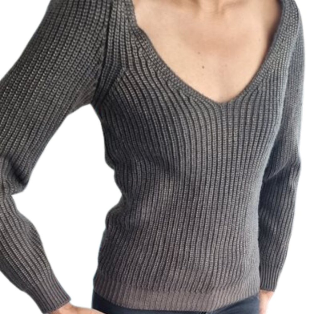 Rare find Kookai low cut metallic shine sweater